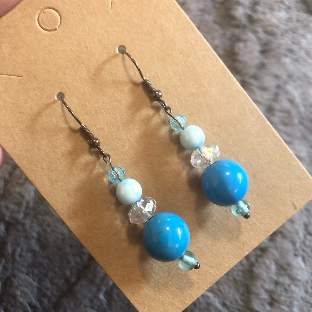 Handcrafted vintage salvaged bead dangle earrings